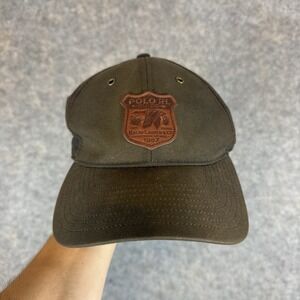 Polo Ralph Lauren Hat Cap Brown Oilcloth Wax Guide Sportsman Leather Strap Back